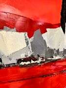 Vibrant Red Abstract Impressionist Painting