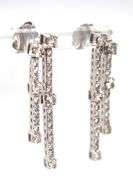 Stylish 14K WG Diamond Dangle Earrings