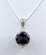 Impressive Huge Rare 12.85 Ct 14 Kt White Gold Plated Simulated Black Diamond Pendant w/Chain