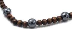 Wooden beads necklace with silver clasp