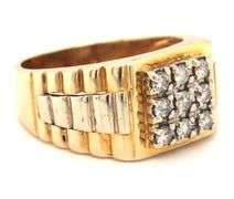 Man's 14K W&Y Gold Rolex Style Diamond Cluster