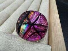 Sterling Silver 925 One of a Kind Dichroic Glass Ring Size 6.25