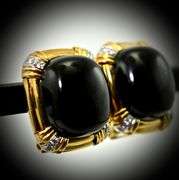 High-End 18K Black Onyx and Diamond Earrings