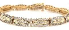 14kt Yellow gold 5.25ctw baguette and round diamond bracelet