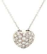 18kt White gold 0.30ctw pave diamond heart shaped pendant on chain