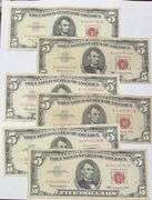 6 1963 Series $5 Red Seal US Notes