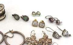 Vintage 925 sterling silver group lot of earrings