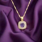 Gorgeous 18 Kt Gold Plate 5 Piece Lab Simulated Amethyst and Diamond Jewelry Set