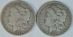 Key dates 1882-CC & 1890-CC Morgan Silver Dollars