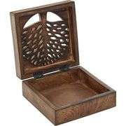 Set of 3 Handmade Wooden Boxes with Tree Carvings