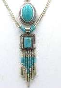 Lot of 2 American Indian turquoise sterling silver necklaces