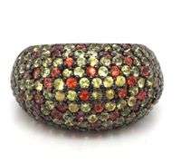 925 Sterling silver multi color dome ring