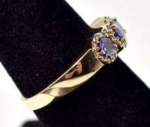Pretty 14K Yellow Gold Diamond and Purple Gemstone Ring
