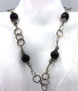 925 Sterling silver black onyx lariat necklace