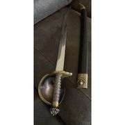 Pirate Cutlass Sword with Brass Hand Guard and Scabbard