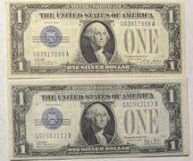 1928 A  & B $1 Funny Back Silver Certificates