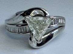 14K White Gold Trillion Cut Diamond Ring