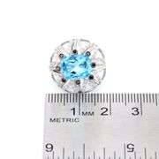 14k White Gold Natural Blue Topaz and Diamond Earrings