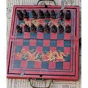 Chinese Terracotta Warrior Chess Set with Wood Board