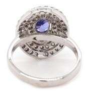 14kt White gold Tanzanite and diamond triple frame ring