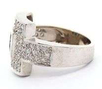 14kt White gold princess cut sapphire and pave diamond ring