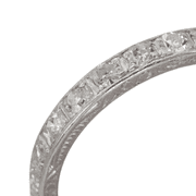 Platinum 950 Natural Diamond Engraved Band, Size 8