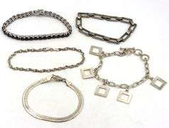 Vintage 925 sterling silver group lot of 5 bracelets