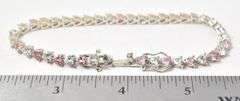 Pink and White Cz Gemstone Bracelet in Sterling Silver
