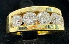 14K Yellow Gold Round Brilliant Cut Diamond Ring