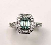 14 Kt White Gold Plated 2.35 Ct Lab Simulated Paraiba Diamond Ring
