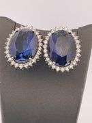 CERTIFIED 18K WHITE GOLD DIAMOND AND SAPPHIRE RING AND EARRING SET