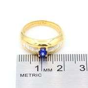 18k Yellow Gold Natural Blue Sapphire and Natural Diamond Ring