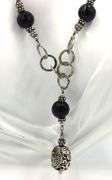 925 Sterling silver black onyx lariat necklace