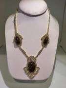 14K White Gold over Sterling Silver Diamond and Opal Necklace