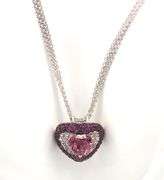 18kt White gold 4.50ct pink tourmaline and pave diamond and pink sapphire pendant on multi strand ne