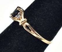Beautiful 10k yellow Gold Blue Sapphire and Diamond Ring