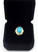14kt Yellow gold Oval Bezel Set Turquoise Ring