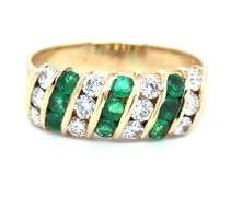 14kt Yellow gold Emerald and diamond band