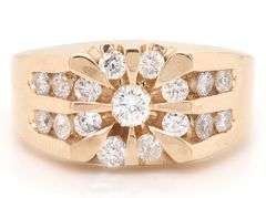Gents 0.75ctw Diamond Sun Ray Ring in 14K