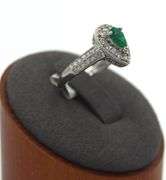 14kt White gold Apx 0.38ct Pear Emerald & Apx 0.20ctw H SI Diamond Halo Ring