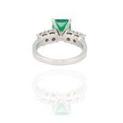 18k White Gold Natural Emerald and Diamond Ring Size 7