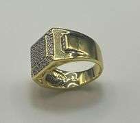 Mens Strong 14 Kt Gold Plated Lab Simulated Diamond Ring