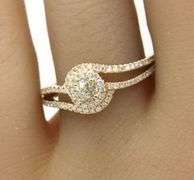 14kt Yellow gold 0.30ct crown of light center in diamond semi ring