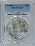 Blazing white solid Gem BU 1899-O Morgan Silver Dollar. PCGS MS65