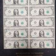 1981 16 Bill, Uncut Sheet of 1 Dollar Bills - OGP