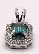 Dazzling 3.34 Ct Dark Green Lab Simulated Diamond Pendant