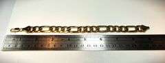 Sharp Italian 35 Gram 14 K Yellow Gold Plate Figaro Bracelet