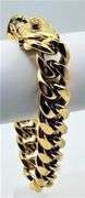 Huge 87.6 Gram 14 Kt Gold Plate Curb Link Bracelet