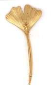14kt Yellow gold feather style brooch