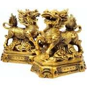 Lot of 2 Brass Feng Shui Kylin for Wealth and Protection